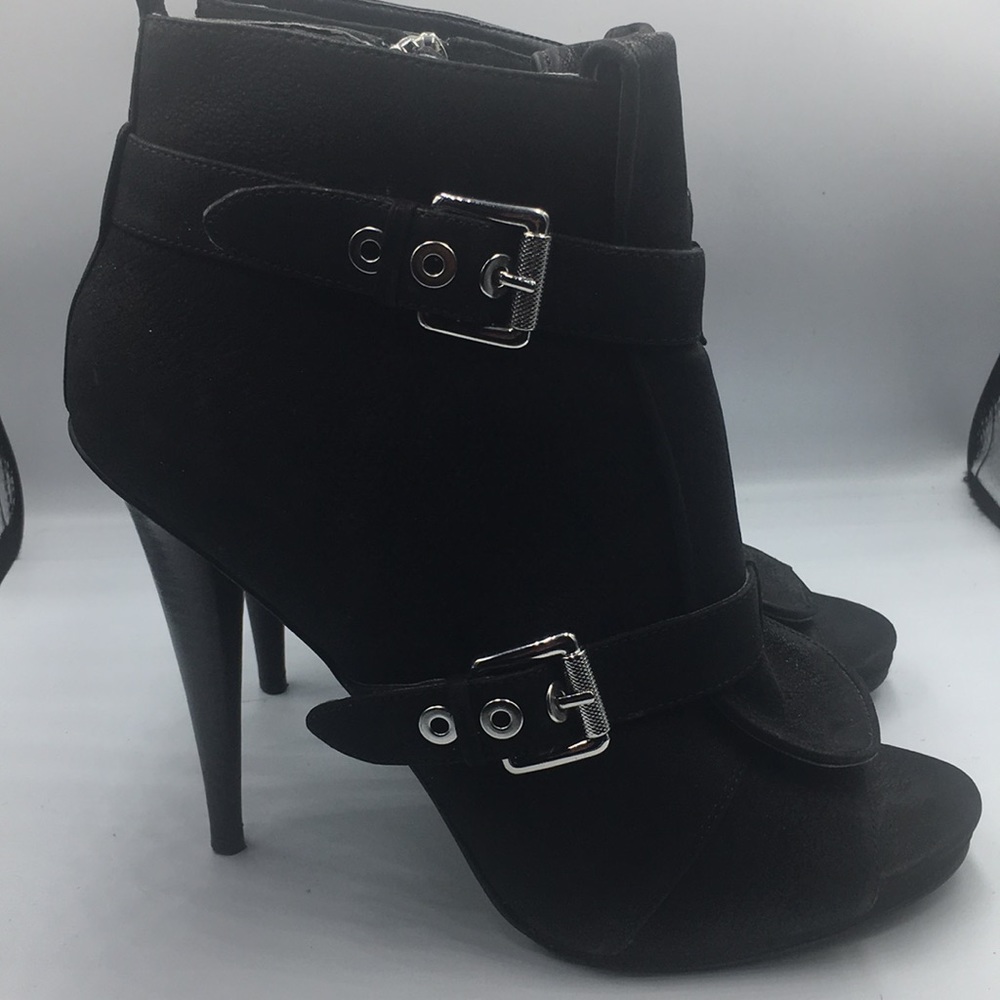 Nine West Peep Toe Black Suede Booties